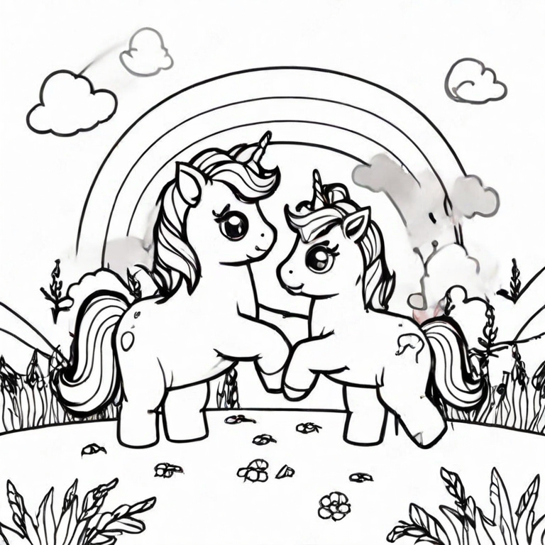 Fairy and unicorn coloring pages