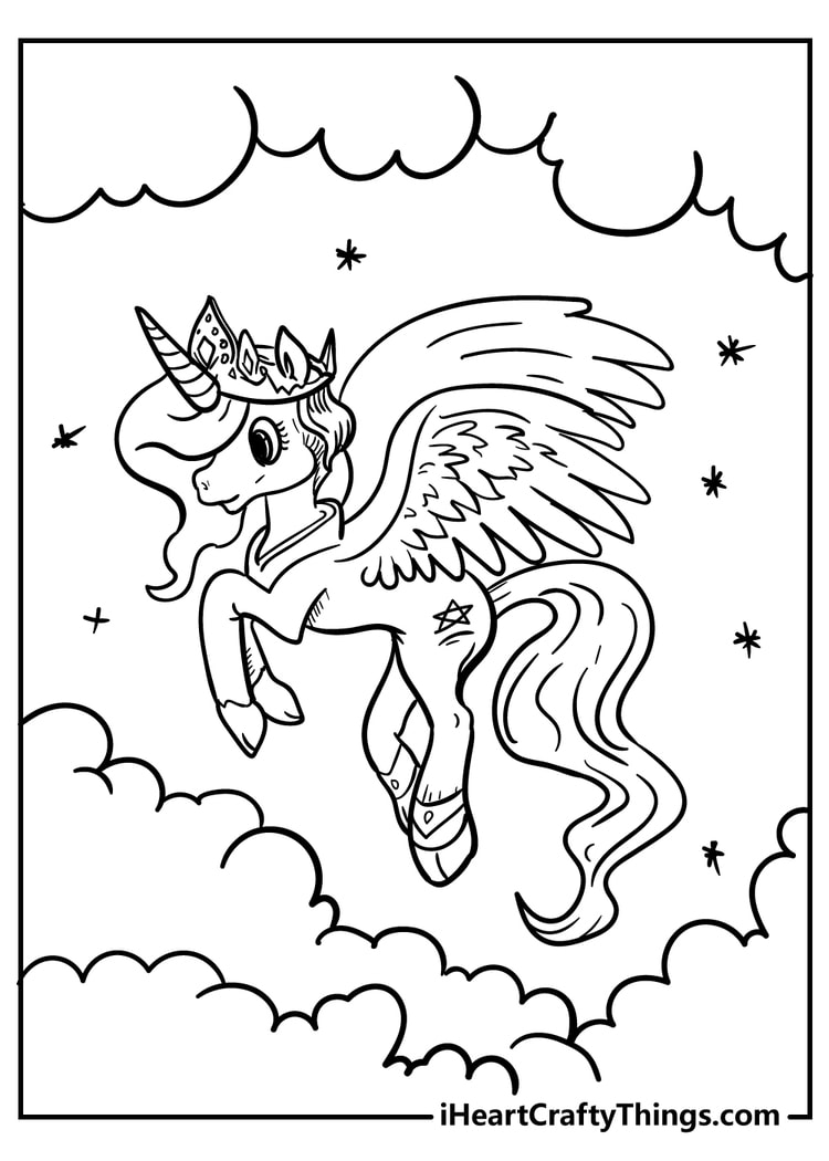 Unicorn princess coloring page