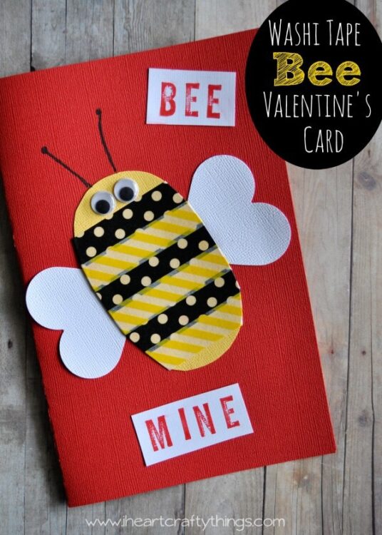 Washi Tape Bee Mine Valentine's Day Card