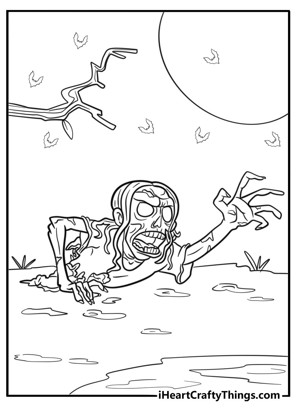 Zombie with missing limbs crawling toward its next victim